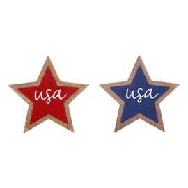 FESTWIND Wooden 4th of July Stars Decoration Set, Patriotic 4th of July Decorations for Home, Table, Mantel, Tiered Tray, Wooden Red White and Blue Stars, Americana July 4th Home Decor