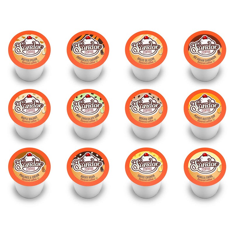 Sundae Ice Cream Flavored Coffee Pods, Compatible with 2.0 Keurig