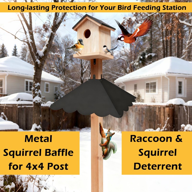 Firmlly Metal Squirrel Baffle for 4x4 Post, Outside Wooden Pole
