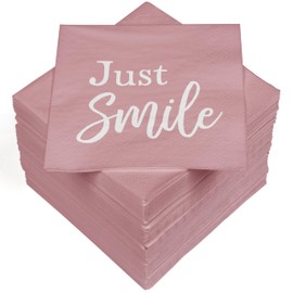 HEKU 100 napkins, 3-ply, 33 x 33 cm, absorbent and practical packaging, ideal for weddings, anniversaries and special occasions, Just Smile