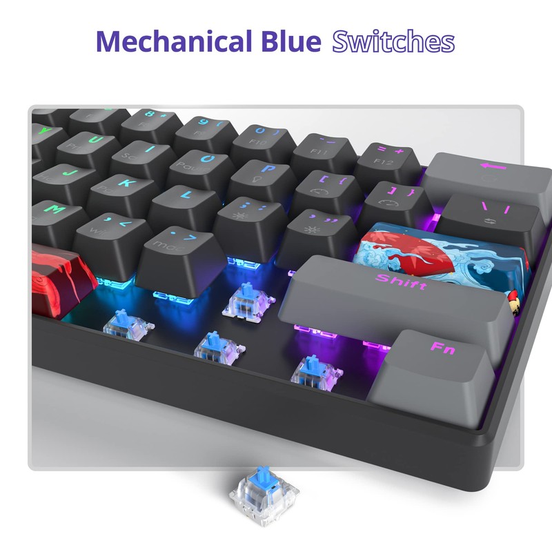 Owpkeenthy Wired 60% Percent Mechanical Gaming Keyboard with Blue Switch