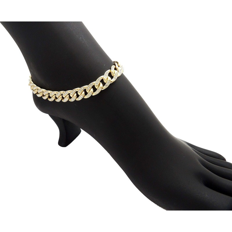 NYFASHION101 Women's 10mm Iced Out Bling Cuban Chain Ankle Bracelet