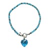 Turquoise Blue Heart Charm 9" Stretch Anklet