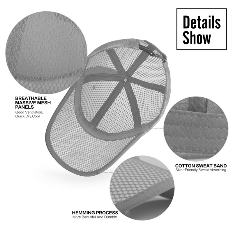 ELLEWIN Unisex Breathable Full Mesh Baseball Cap Quick Dry Running