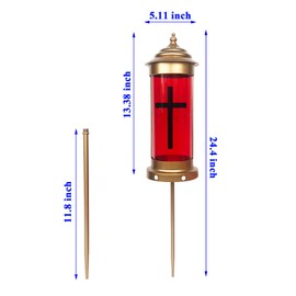Grave Cemetery Decorations for Grave Cemetery Eternal Light Metal Memorial Lantern Candle Lamp with Candle Holder and 11.8 Inches Solid Garden Stakes