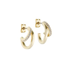 Ted Baker London Helias Double Hoop Crystal Earrings for Women (Gold/Crystal)