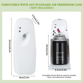 2 Pcs Automatic Air Freshener Dispenser,Wall-mounted Automatic Adjustable Fragrance Aerosol Sprayer for Bathroom, Hotel, Office and Public Area,White,Air Freshener Spray Refill not included