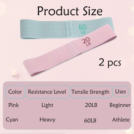 2 Pcs Fabric Resistance Bands, Non-Slip Glute Bands for Women, Exercise Band Set, Ideal for Gym Yoga, Fitness, Stretching, Pull Up, Leg, Glutes, Squat and Strength Training