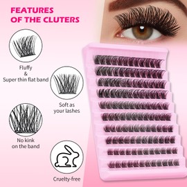 RITALASH Lash Clusters DIY Cluster Lashes Fluffy Volume Eyelash Clusters Eyelash Extensions False Eyelashes Black Individual Lashes Super Thin Lash Band Wispy Lash Extension at Home(Z02,8-16mm)