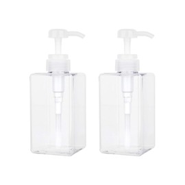 AIMALL 2 PCS PETG Quad Square Bottle – Flat Square Travel Bottle Set, Hand Soap, Lotion, Shampoo, and Cosmetics Refillable Containers