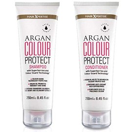 Hair Xpertise Argan Colour Protect Shampoo & Conditioner Set For Coloured Hair - Reduces Colour Fading, Helps To Lock In, Prolong And Maintain Hair Colour | 2 x 250ml