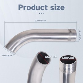 1.25in Curved Out Drain Fitting, Drain Extension Pipe Replace A2510101 for Pitco for Anets Fryers for Sinks and Steam Tables (Pack of 2)