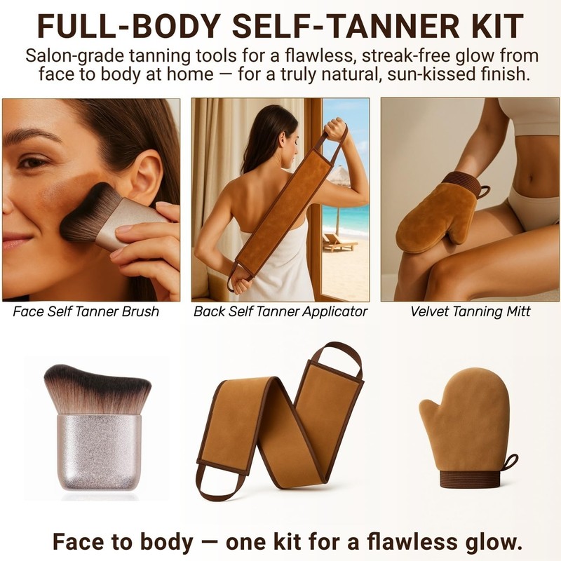3 in 1 Self Tanner Applicator Set for Beginners Streak-Free