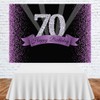 Happy 70th Birthday Photography Backdrop Glitter Purple and Black Dots