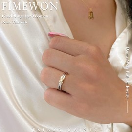 Rings for Women Sterling Silver Dainty Knot Statement Rings Silver and Gold Cable Bands Gifts for Daughter Size 5