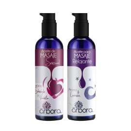 2pack Aceites Para Masaje: Vainilla, Sándalo E Ylang Ylang + Lavanda | Convierte Tu Casa En Un Spa | Aroma Dulce Y Floral | Relaja E Hidrata Tu Piel | Con Aceites Esenciales| 100% Puro | 90ml Árbora