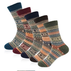 Mason Life Women Wool Socks, 5 Pairs Wool Socks Vintage Winter Socks Socks for Women, Warm Cozy Socks Fuzzy Socks Thick Socks Christmas Gifts for Women Men Wife Girlfriend