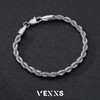 VEXXS Rope Bracelet for Men (5mm-White Gold, 8.50)