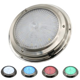 Vcanuplms Marine Boat Dome Lights, 5.5 Inch RGBW LED Boat Cabin Light with Toggle Switch, 12V Interior Lights with Stainless Steel Surface Mount