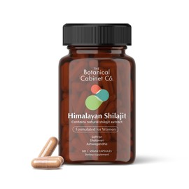 The Botanical Cabinet Co. Shilajit for Women, 800mg with 70% Fulvic Acid, Natural Extract, Lab Tested, with Shatavari and Saffron, No Artificial Preservatives, Non-GMO, 60 Capsules