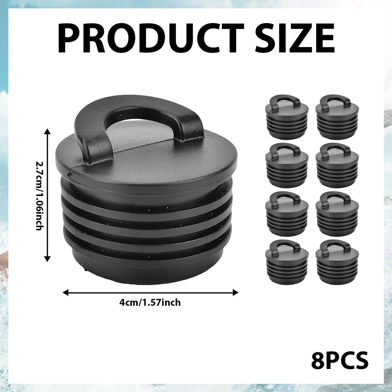 8 Pack Kayak Scupper Plugs, Universal Waterproof Rubber Kayak Bungs