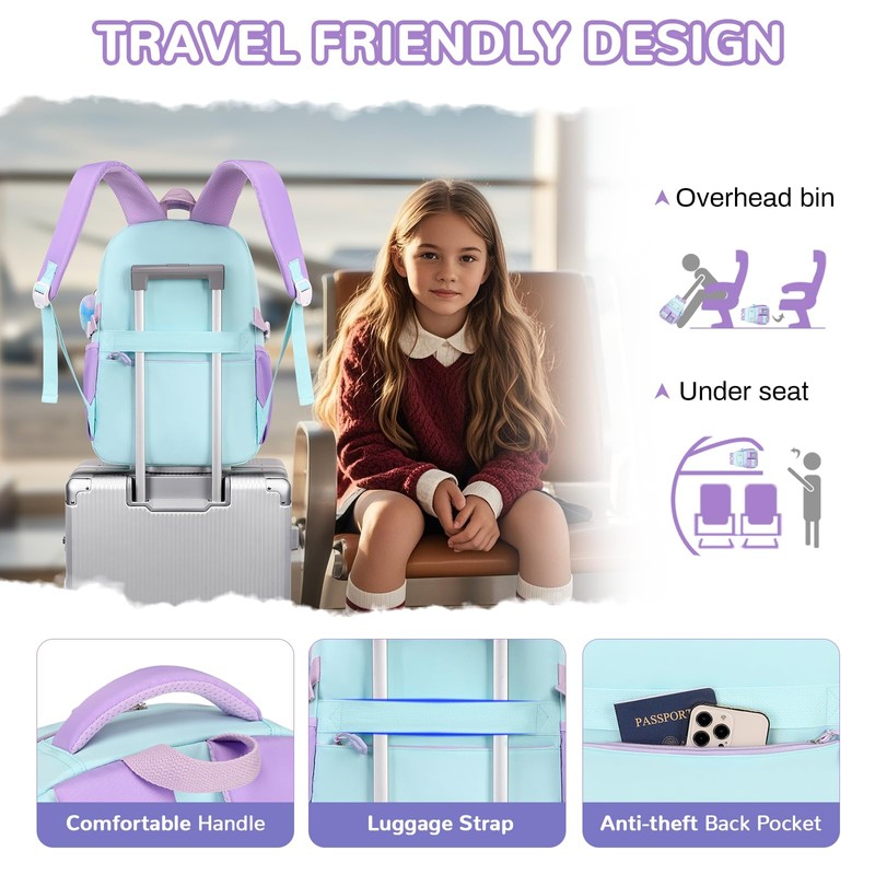 PIG PIG GIRL Girls Backpack, Lightweight Kids Backpack Functional Pockets