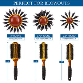 Large Round Blow Dry Brush - Boar Bristle, Thermal Ceramic Barrel, Professional Anti-Static Roller Hair Brush for Styling and Blow Drying – 20 Row, For Long Hair - By Cantor