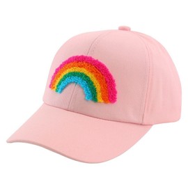Julerwoo Kids Girls Rainbow Baseball Cap Pink Cotton Sun Hat for 3-12Y (Rainbow)