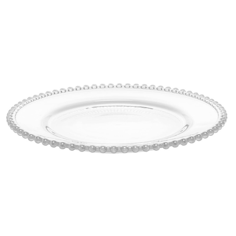 WOLFF - Set of 4 Pearl Beaded Crystal Dinner Plates