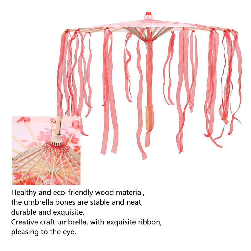 Silk Ribbon Umbrella Art Craft Decorative Photo Dance Perform Prop