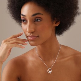 LeCalla 925 Sterling Silver Pearl Pendant Necklace Jewelry Simulated Pearl Heart Pendant Cable Chain Necklace with Lobster Claw Clasp for Women Teen 18 Inches