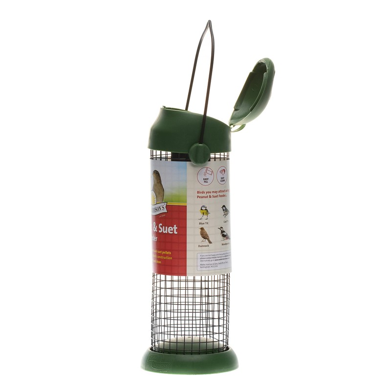 Walter Harrison's Wild Bird Flip Top Green Hanging Peanut Feeder,Black