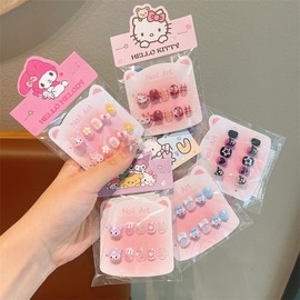 New Kuromi Character Kids' Wearable Nail Art Stickers for Girls Free Size/5 Purple Kuromi 20ea