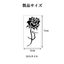 YUHENGCT Tattoo Stickers, 20 Pieces, Realistic Black Rose, Women's, Flowers, 3D Waterproof, Long Lasting, Stylish, Body Seal, Easy to Apply to Arms, Legs, Body, Chests, Shoulders, Backs