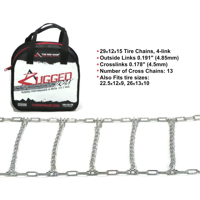 Welironly RUD (29x12.00-15) Garden Tractor Snow Tire Chains 4 Link