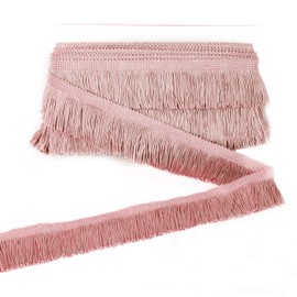 BEL AVENIR Lace Chainette Fringe Trim Polyester Tassel Trim with Hand Knitting for Home Accessories DIY Decoration (Pink, 6.8 Yard x 2 Inches)