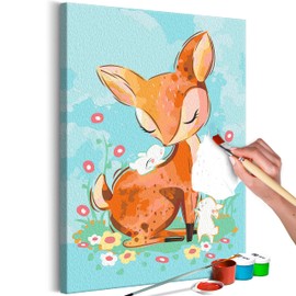 murando - Painting by Numbers Deer Cow with Rabbit Animals 40 x 60 cm Painting Set with Wooden Frame on Canvas for Adults Children Painting Hand Painted Kit DIY Gift Decoration
