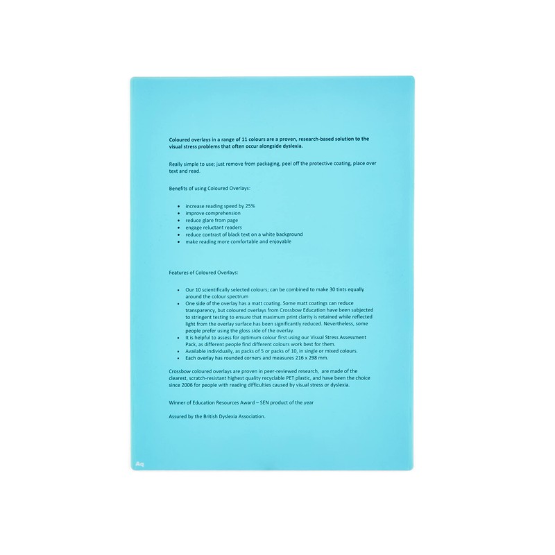 Crossbow Education Dyslexia Tinted A4 Page Overlays - Multi-Colour (Pack