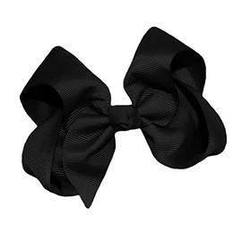 WD2U Girls 4" Grosgrain Boutique Hair Bow French Clip Barrette (Black)