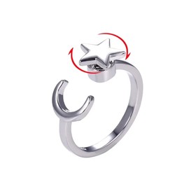 Fidget Spinner Ring - Fidget Anxiety Ring - Meditation Ring - Adjustable ring for Woman (The star and moon Ring)