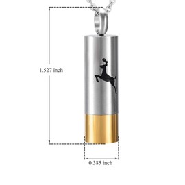 Deer Cylinder Cremation Jewelry for Ashes Stainless Steel Keepsake Pendant Memorial Jewelry Keepsake Ashes Holder Urn Necklace for Men Women (Siilver)