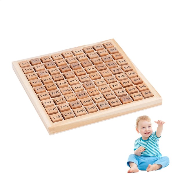 Wooden Multiplication Table - Multiplication Double-Sided Board Educational Game Colorful,Multiplication