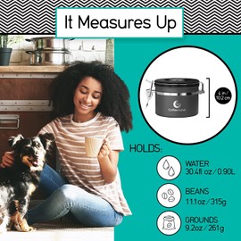 Coffee Gator Coffee Storage - Stainless Steel Tea and Sugar Containers - Canisters w/Date-Tracker, CO2 Valve for Freshness & Scoop - Small, Gray