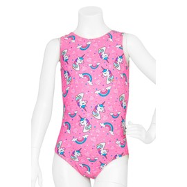 Destira Rainbow Unicorn Magic Gymnastics Leotard for Girls, Pink, Soft Comfortable Fabric Athletic Wear, Child Small (6X)