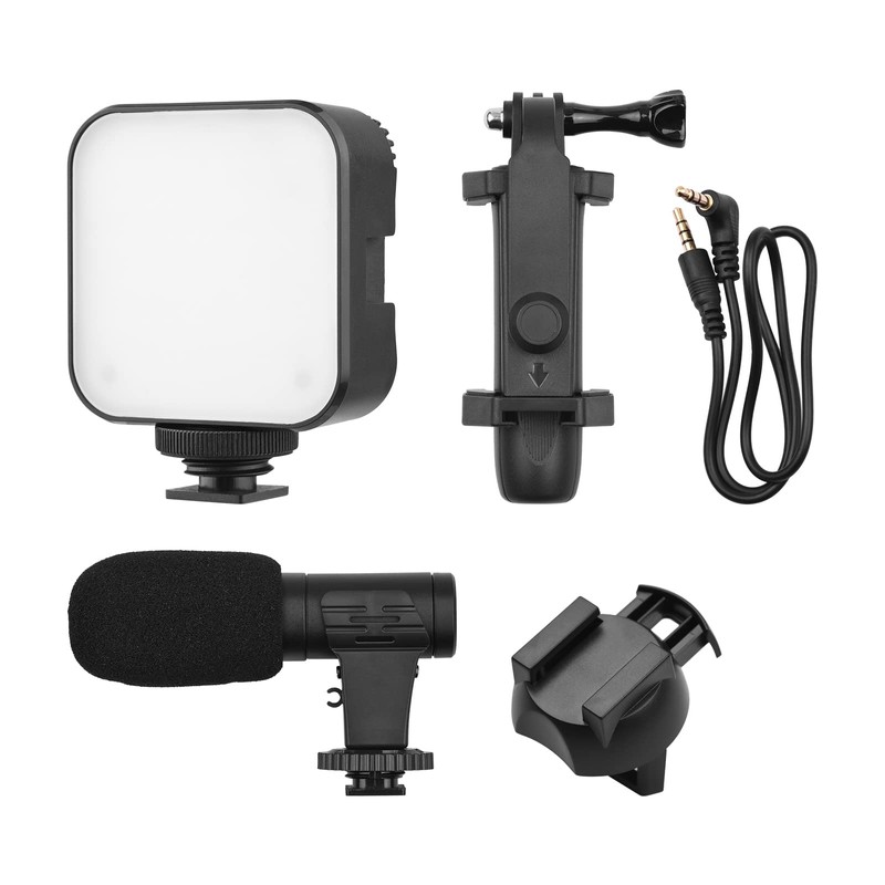 ciciglow Smartphone Vlog Kit,LED Video Light +Omnidirectional Microphone + Tripod