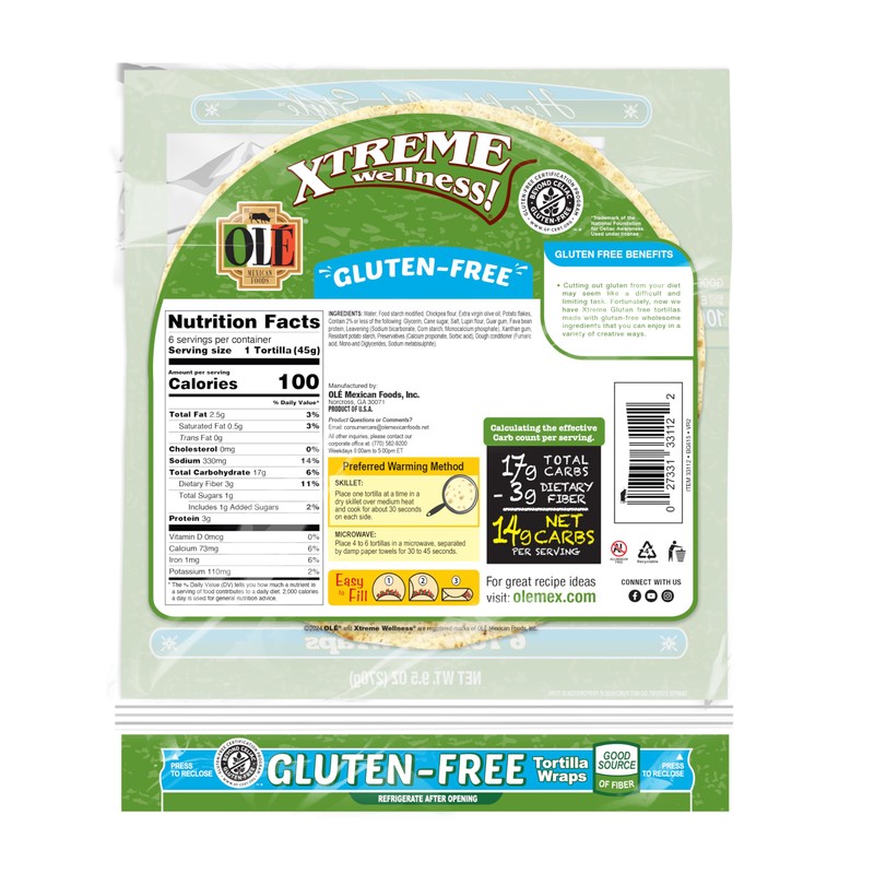 Olé Xtreme Wellness® Gluten Free | 8" Size Tortillas |