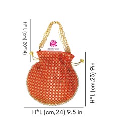 Potli Bag For Women Ethnic Designer Embroidery Work Batwa Pearls Handle With Intricate Bridal Drawstring Stylish Bridal Women, Red