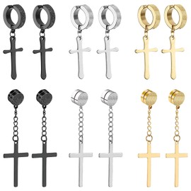 NEWITIN 6 Pairs Stainless Steel Magnetic Stud Earrings for Men Magnetic Earrings Men Clip on Earrings Non Piercing Earrings Unisex CZ Magnetic Earrings Diamond Earrings for Women Men, Metal, Cubic