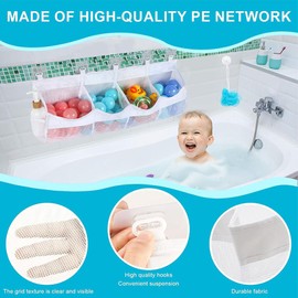 Bath Toy Holder - Toddler Bathroom Toys Organizer | Space-Saving Shower Shelf with 4 Compartments for Friends Family Home Hotel Park Pool Use