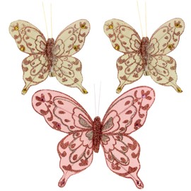 MIK funshopping Butterfly Clip for Colourful Decoration (Set of 3, Rose Champagne)